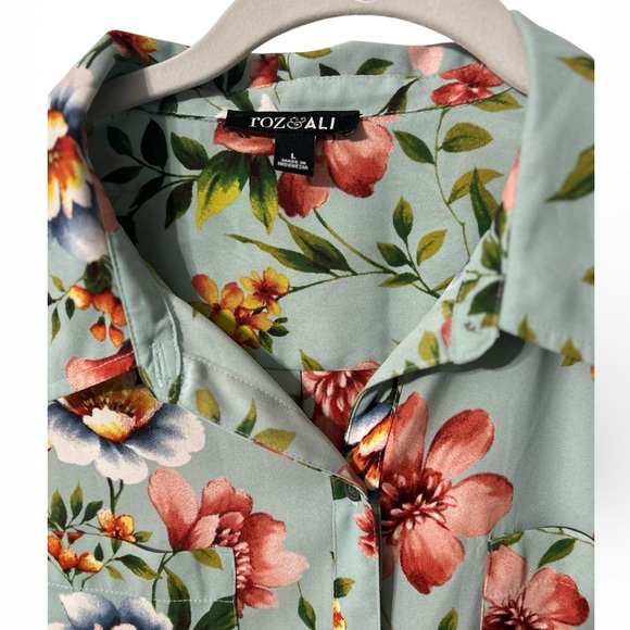 Roz & Ali Women’s Tropical Floral Print Blouse Size Large - Picture 4 of 5